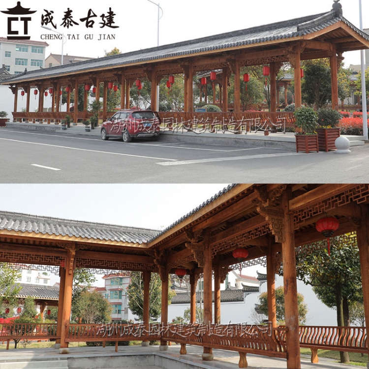 菠萝格雕刻古建长廊厂家